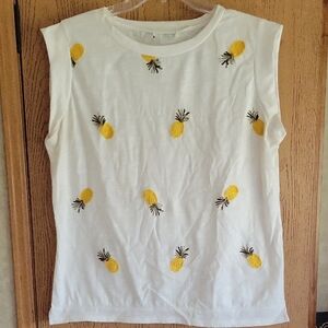 Emroidred Pineapples Top